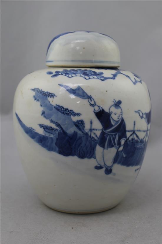 Two wucai jars, a Jizhou paper-cut bowl and a blue and white jar and cover, Song to late Qing dynasty,